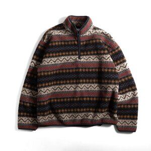 Old Navy Men's Fair Isle Sherpa Fleece Quarter Zip Pullover XL